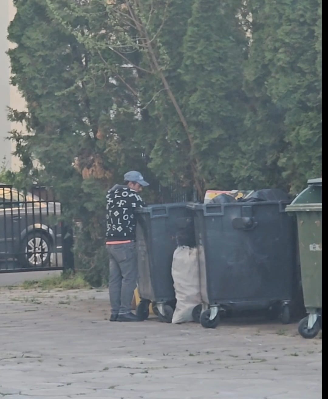Boschetar rascolind in gunoi. Hora Reciclării